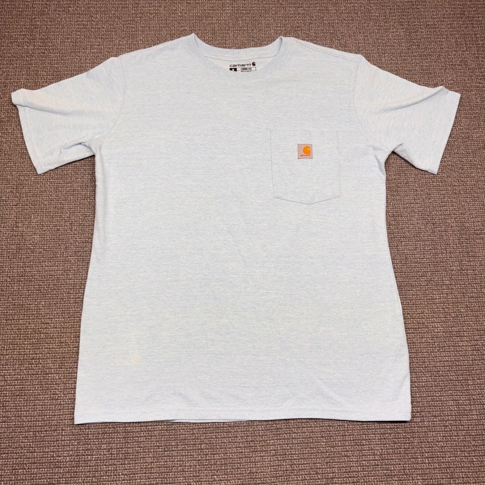 Carhartt Mens Loose Fit Pocket T-Shirt Light Blue Heather Marl M 8-10β